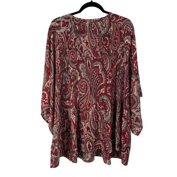 Catherines Red Paisley Tunic Blouse Boho Work Office Womens Plus Size 3x - Picture 6 of 6